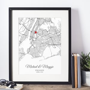 Engagement Gift for Him, Personalized Engagement Gift for Couple, Couples Engagement Map Gift, Fiancé Gift, Bridal Shower Gift for Her image 1