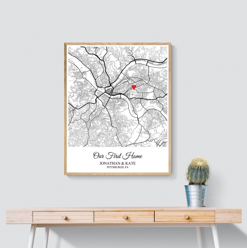 Our First Home Gift First Home Map Print Gift New Home Owner image 1