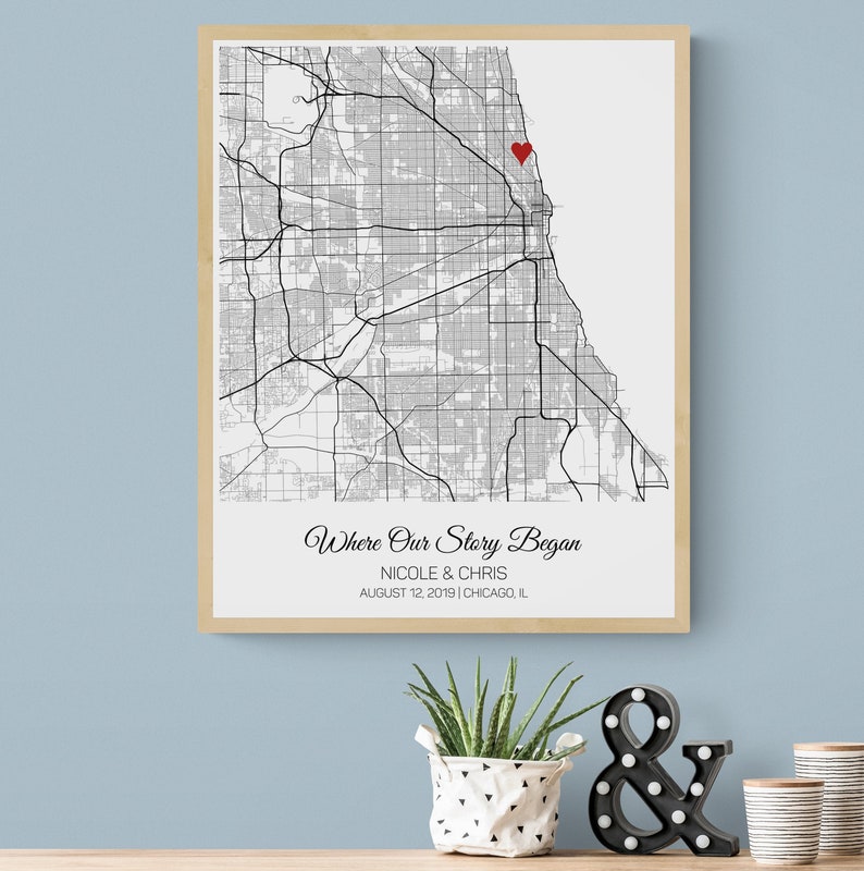 Anniversary Gift for Boyfriend, Where it All Began Map, Anniversary Gift for Girlfriend, Birthday Gift for Him, Gift for Men, Gift for Wife image 1