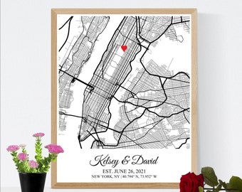 Wedding Map Gift for Bride from Maid of Honor, Anniversary Gift for Best Friend, Wedding Gift for Sister, Engagement Gift for Daughter