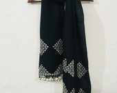 Black Hand woven Woolen Scarf For Women
