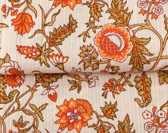 Indian Natural Handmade Vintage Hand Block Print Fabric 5 Yard Cotton Floral Blu