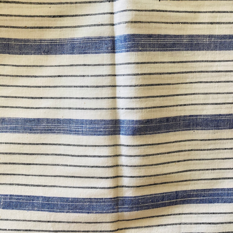 White Blue Cotton Hand woven Handspun Cotton Fabric Handloom Cotton Fabric Indian Cotton Fabric Fabric By the Yard Indian Fabric image 3