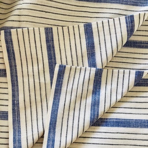 White Blue Cotton Hand woven Handspun Cotton Fabric Handloom Cotton Fabric Indian Cotton Fabric Fabric By the Yard Indian Fabric image 2