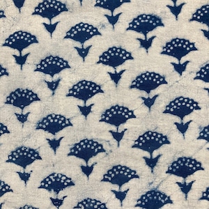 Indigo Cotton Fabric - Block Print Cotton Fabric - 45'' Width - Indian Fabric - Block Print fabric - Cotton Weavers