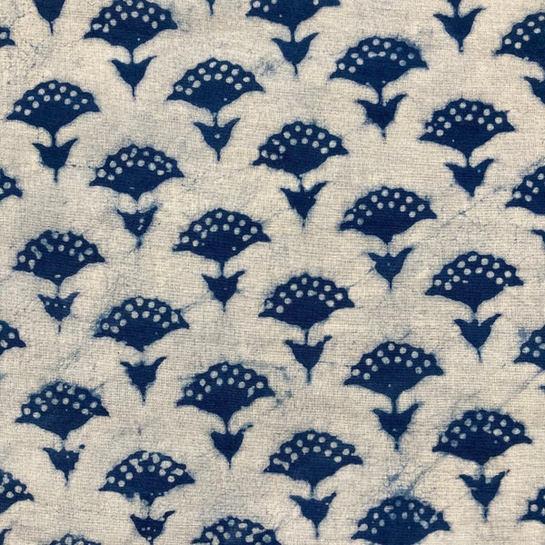 Indigo Cotton Fabric - Block Print Cotton Fabric - 45'' Width - Indian Fabric - Block Print fabric - Cotton Weavers