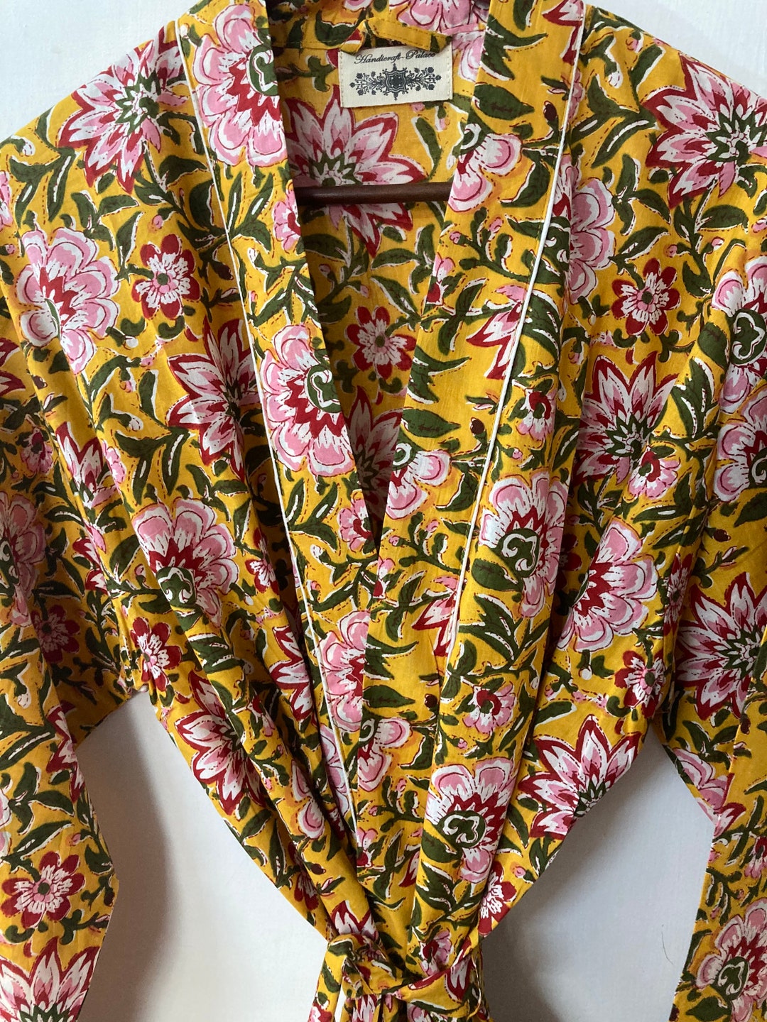 Block Print Robe Yellow Block Print Cotton Robe Kimono Block Print Cotton - Etsy