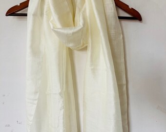 White Silk Scarf - Pure Silk Scarf - Scarves For Women - Indian Dupatta - Silk Scarf - Gift for her - Religious Scarf