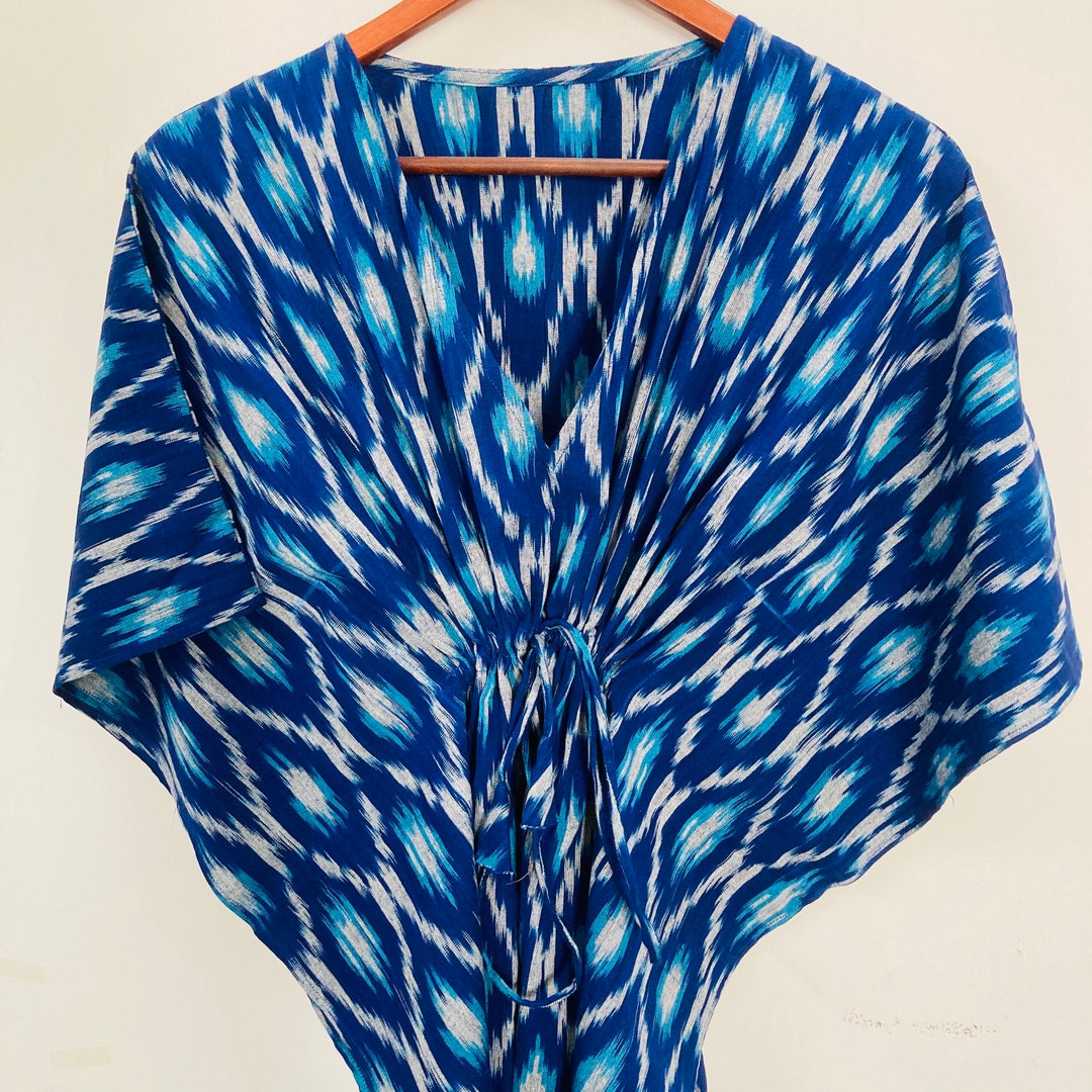 Blue Cotton Kaftan Dress Kaftan Dress Cotton Caftan Dress Etsy