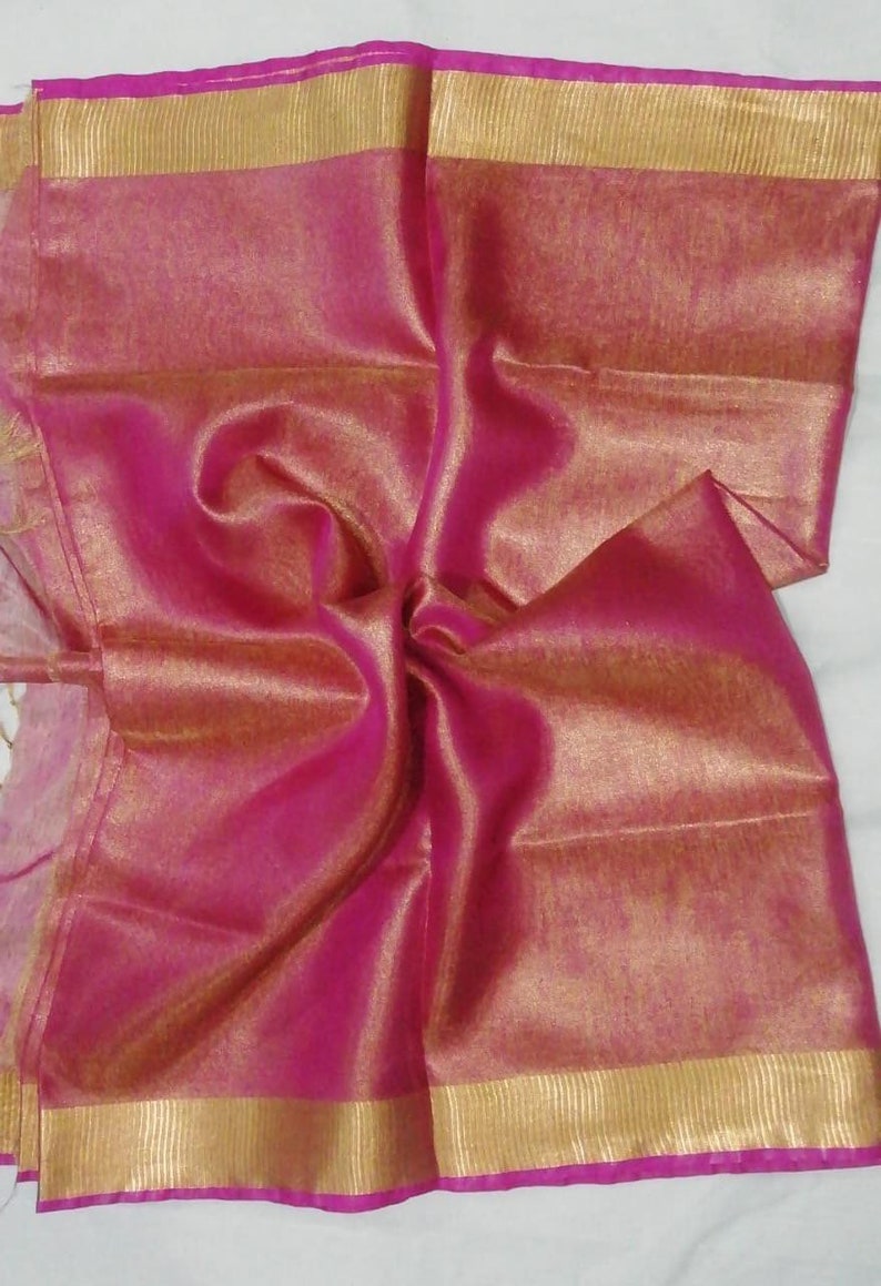 Pink Linen Tissue Saree Saree With Blouse Indian Saree - Etsy