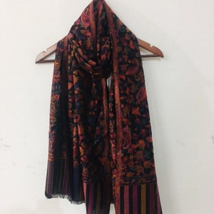 Black Silk Wool Scarf Scarves For Women Silk Wrap Pashmina Silk Shawl Colourful Pashmina Shawl image 9