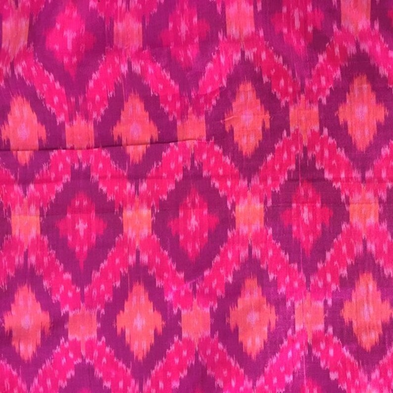 Fabric by the Yard 42/'/' Width Pink Ikat Pure Silk Fabric Indian Silk Fabric Dress Fabric Boho Fabric Indian Fabric