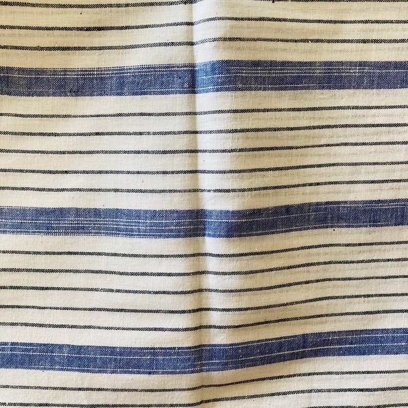 White Blue Cotton Hand woven Handspun Cotton Fabric Handloom Cotton Fabric Indian Cotton Fabric Fabric By the Yard Indian Fabric image 7