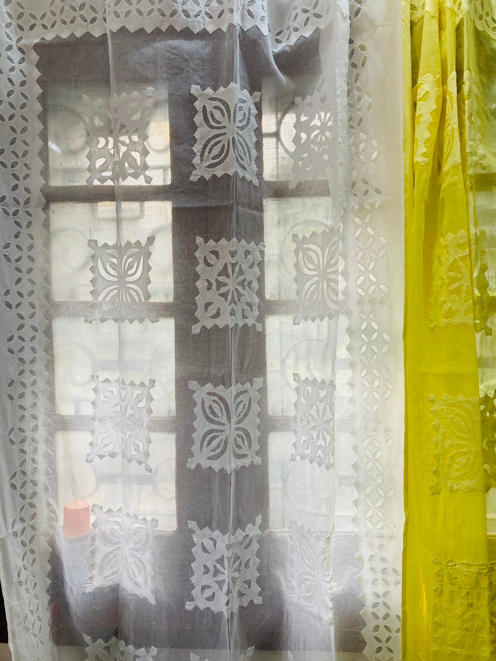 Yellow Cotton Curtains Boho Curtains Organdy Cut Work Etsy