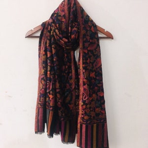 Black Silk Wool Scarf Scarves For Women Silk Wrap Pashmina Silk Shawl Colourful Pashmina Shawl image 2