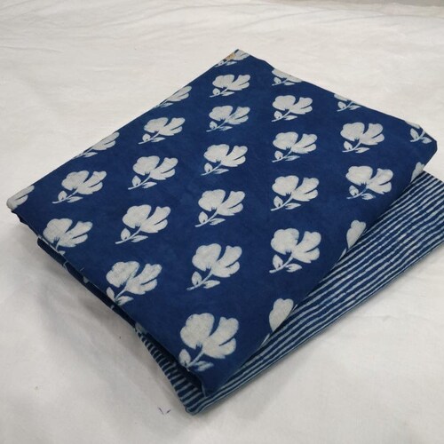 Indigo Block Print Cotton Fabric 45'' Width Indian Etsy