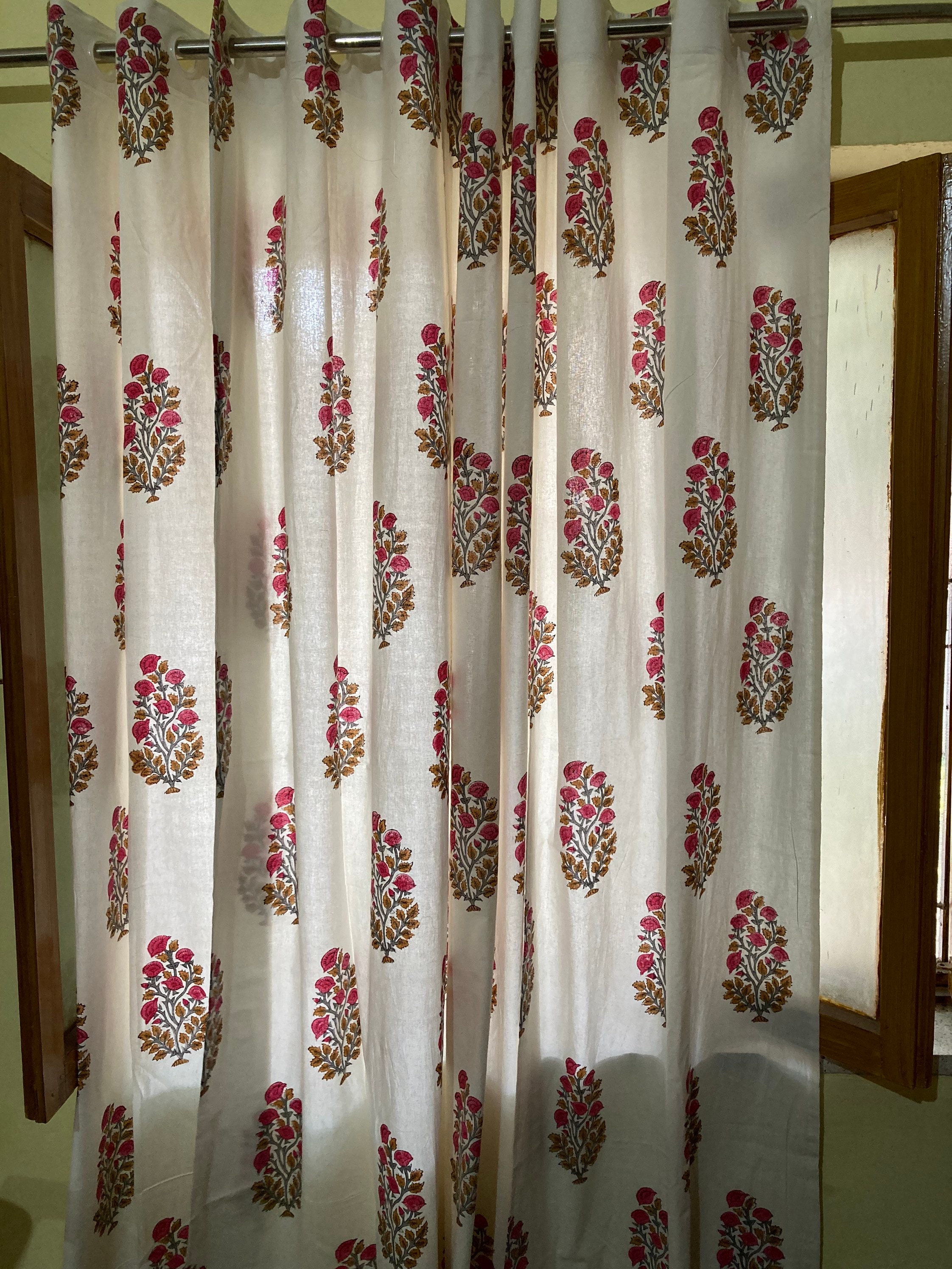 Block Print Cotton Curtain Cotton Drapes Summer Curtains Etsy UK