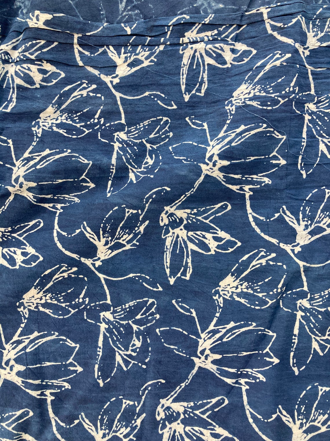 Indigo Block Print Cotton Fabric Fabric by the Yard Block Etsy