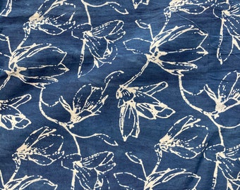 Indigo Block Print Cotton Fabric - Fabric by the Yard - Block Print fabric - Indian Fabric - Fabric by The Meter - Cotton Weavers