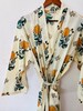 White orange Cotton Block Print Kimono Robe - Cotton Kimono - Beach Cover Up - Lounge Wear - Casual wear - Kimono - Night Cover Up Robe 