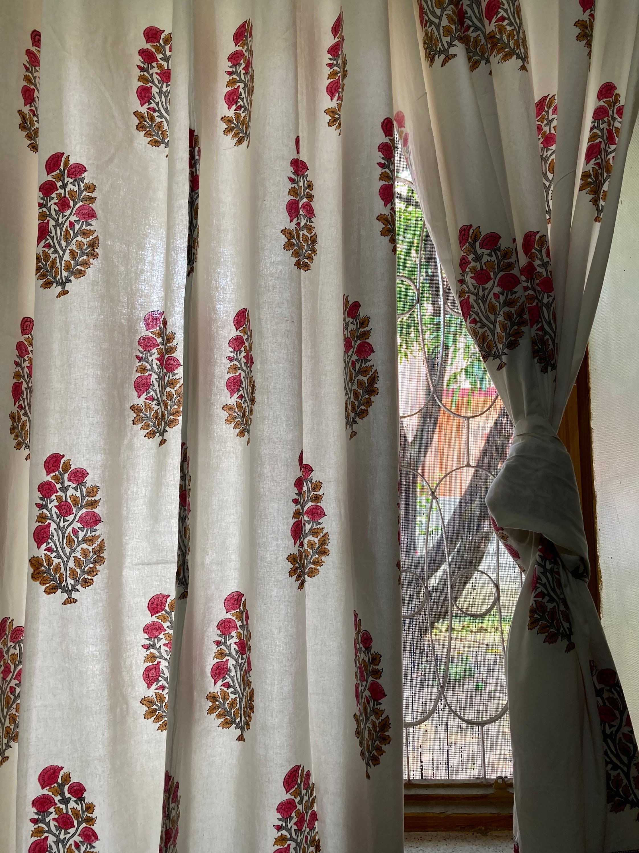 Block Print Cotton Curtain Cotton Drapes Summer Curtains Etsy UK