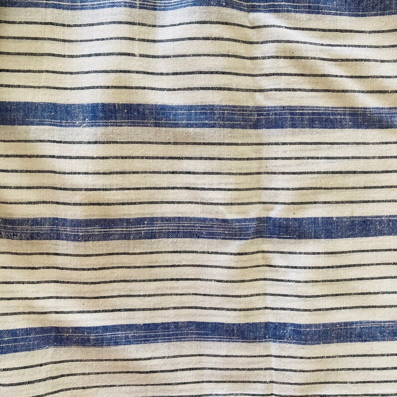 White Blue Cotton Hand woven Handspun Cotton Fabric Handloom Cotton Fabric Indian Cotton Fabric Fabric By the Yard Indian Fabric image 4