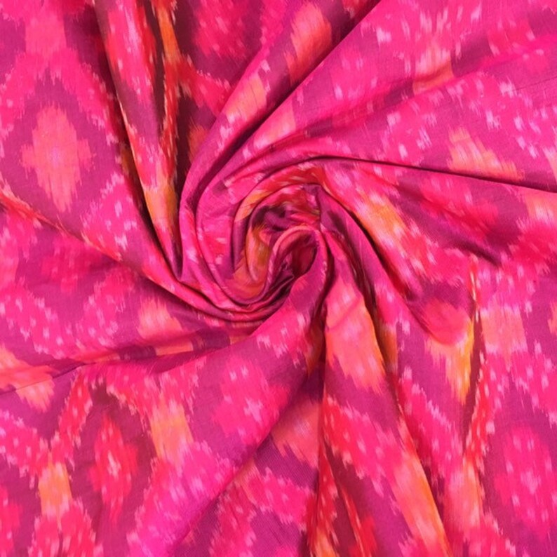 Fabric by the Yard 42/'/' Width Pink Ikat Pure Silk Fabric Indian Silk Fabric Dress Fabric Boho Fabric Indian Fabric
