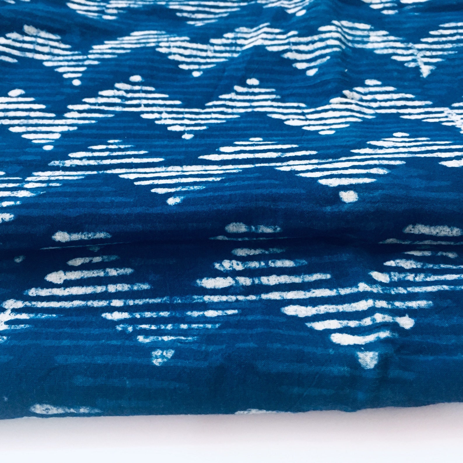 Indigo Block Print Cotton Fabric 45'' Width Indian Etsy