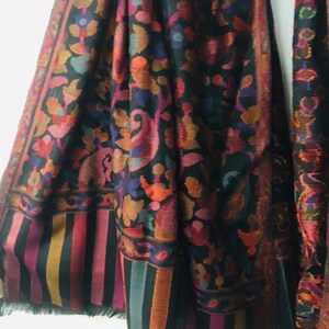 Black Silk Wool Scarf Scarves For Women Silk Wrap Pashmina Silk Shawl Colourful Pashmina Shawl image 4