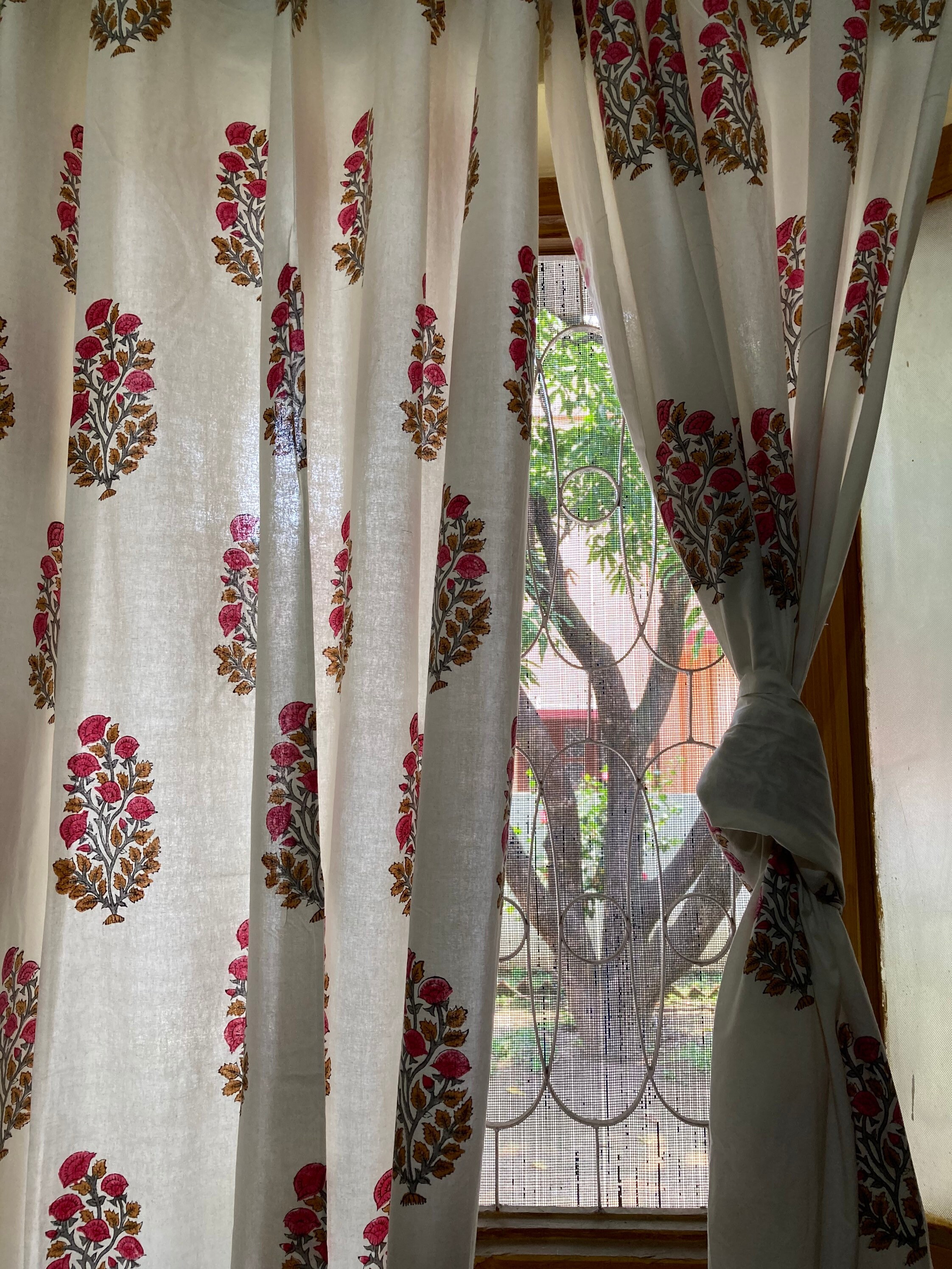 Block Print Cotton Curtain Cotton Drapes Summer Curtains Etsy UK