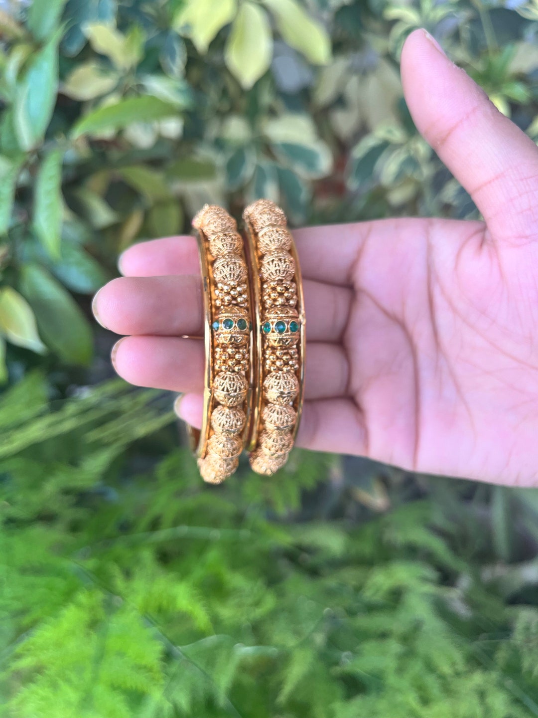 Antique Gold Bangles Indian Bangles/ Gold Kada/ Kundan Bangles/ Temple