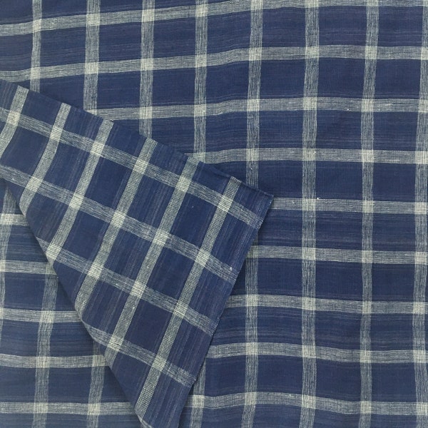 Indigo Hand woven Handspun Cotton Fabric - Handloom Cotton Fabric - Indian Cotton Fabric - Fabric By the Yard - Indian Fabric - Cotton