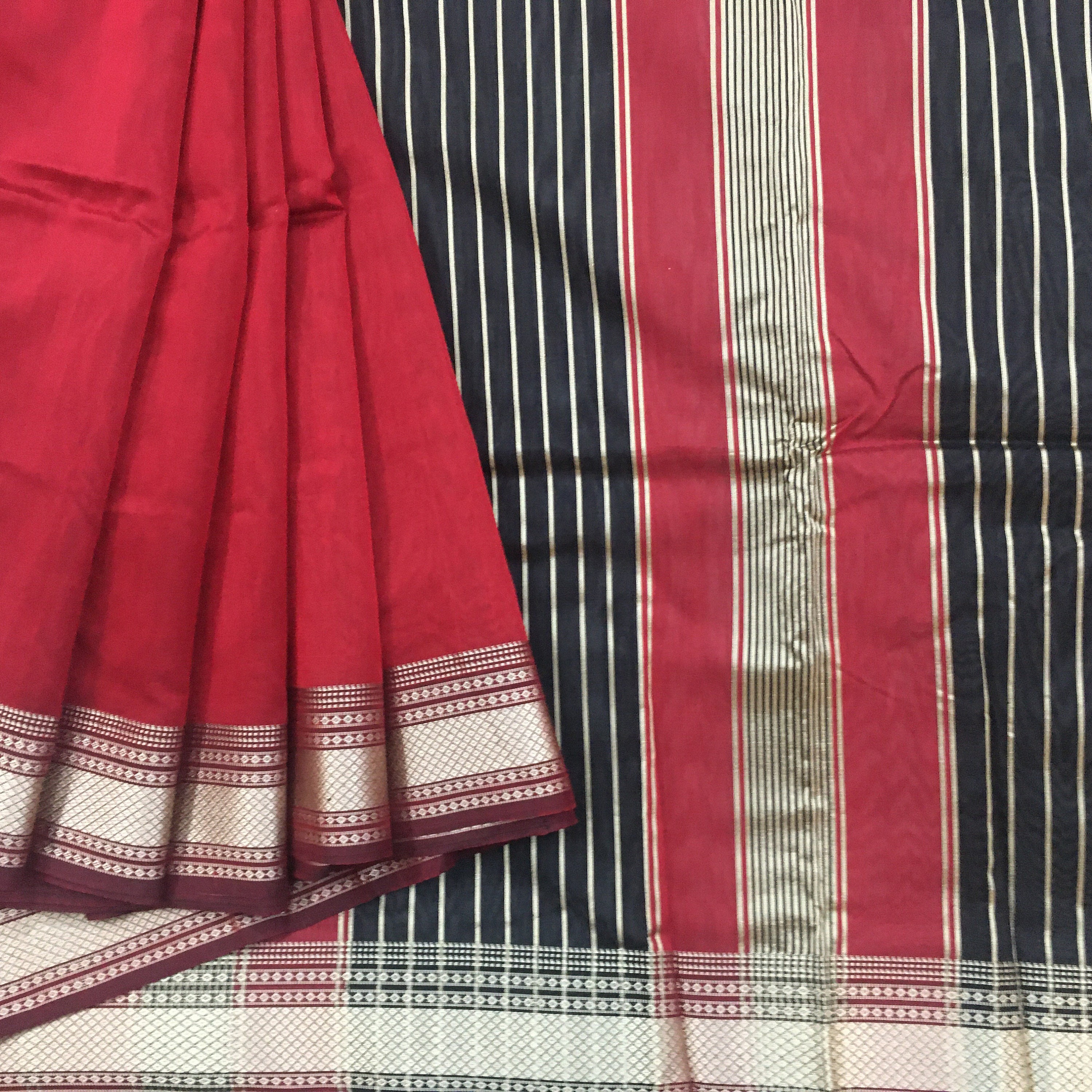 Red Maheshwari Silk Saree Zari Border Saree Saree With | Etsy