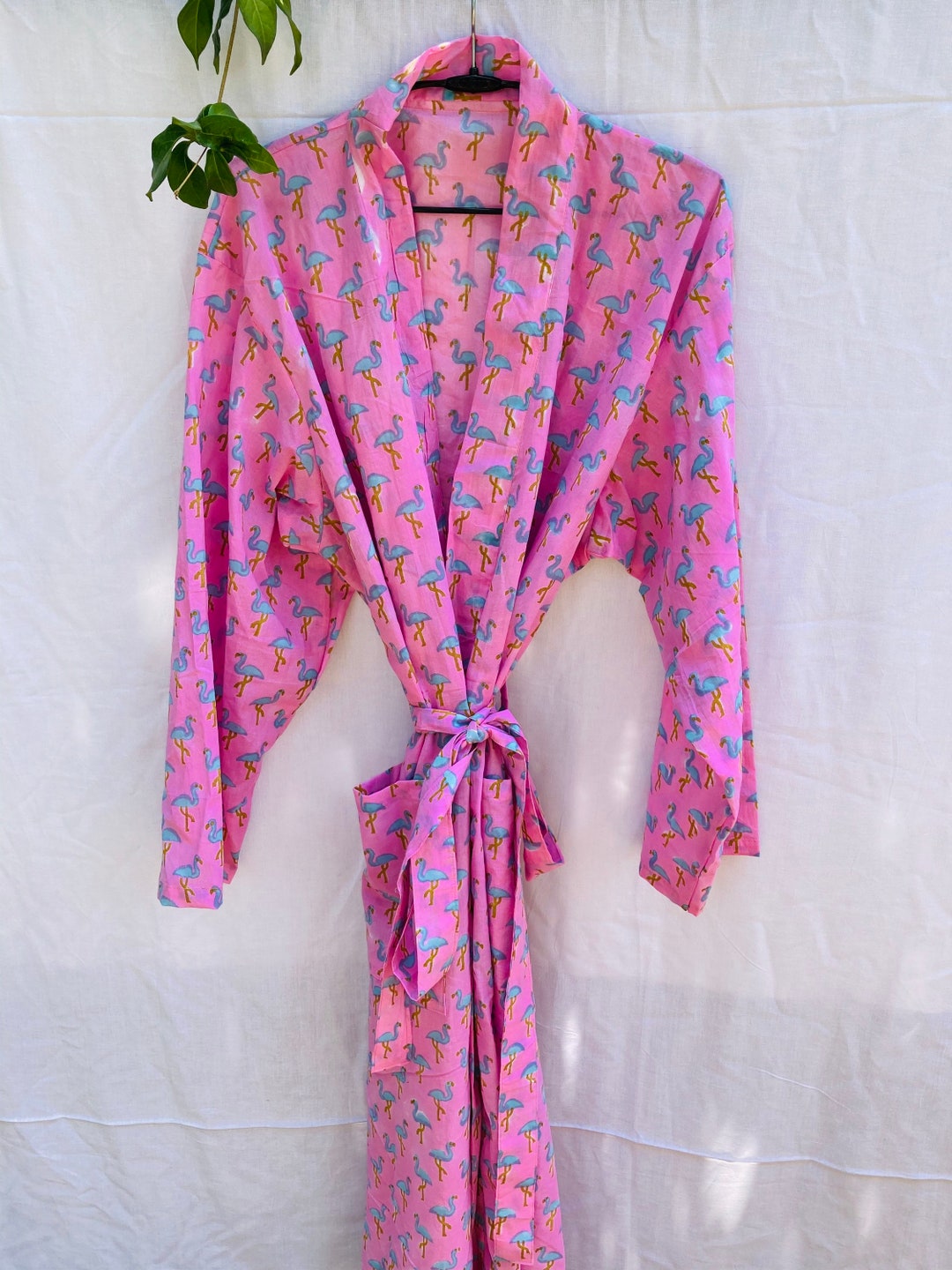 Pink Cotton Robe Block Print Cotton Robe Bath Robe Etsy