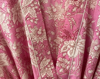 Pink Block Print Robe - Cotton Robe - Cotton Kimono - Bridesmaid Robe - Bohemian Jacket - Kimono Robe - Cotton Bathrobe - Lounge wear