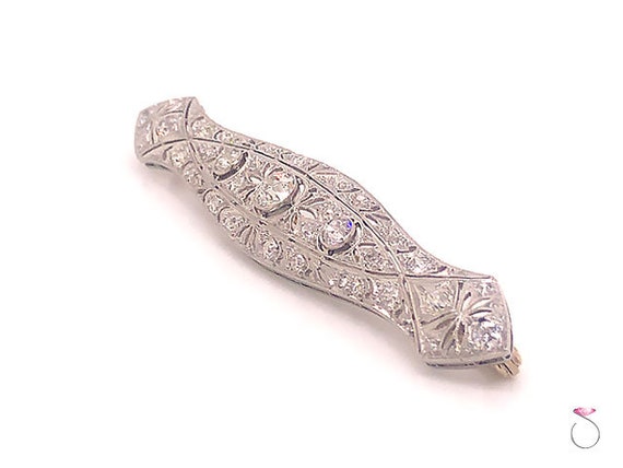 Art Deco Diamond Brooch in Platinum, 3.10 Carats - image 4