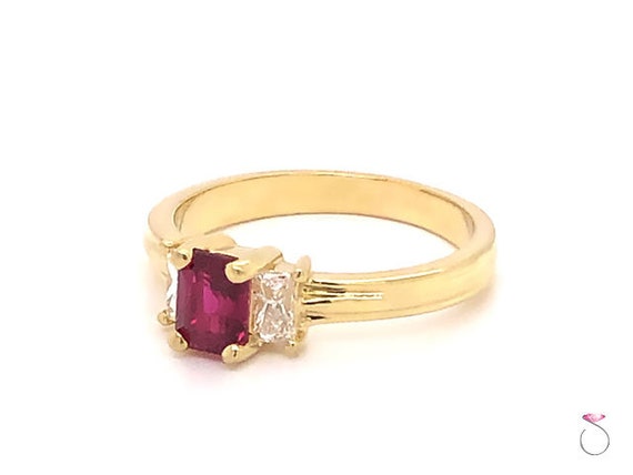 Ruby & Diamond Three Stone Ring in 18K Yellow Gold - image 3