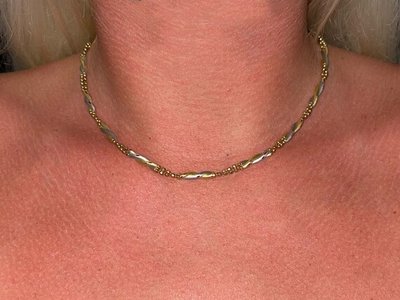 18k Yellow Gold and Platinum Chain Link Necklace - image 6