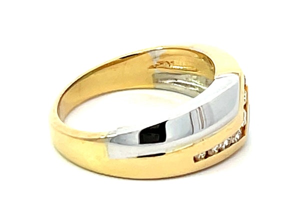 Two Toned Gold Mens Ring with Diamonds 14K Yellow… - image 5