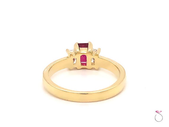 Ruby & Diamond Three Stone Ring in 18K Yellow Gold - image 6