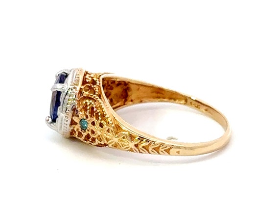 Blue Purple Round Tanzanite Filigree Ring 14k Whi… - image 6