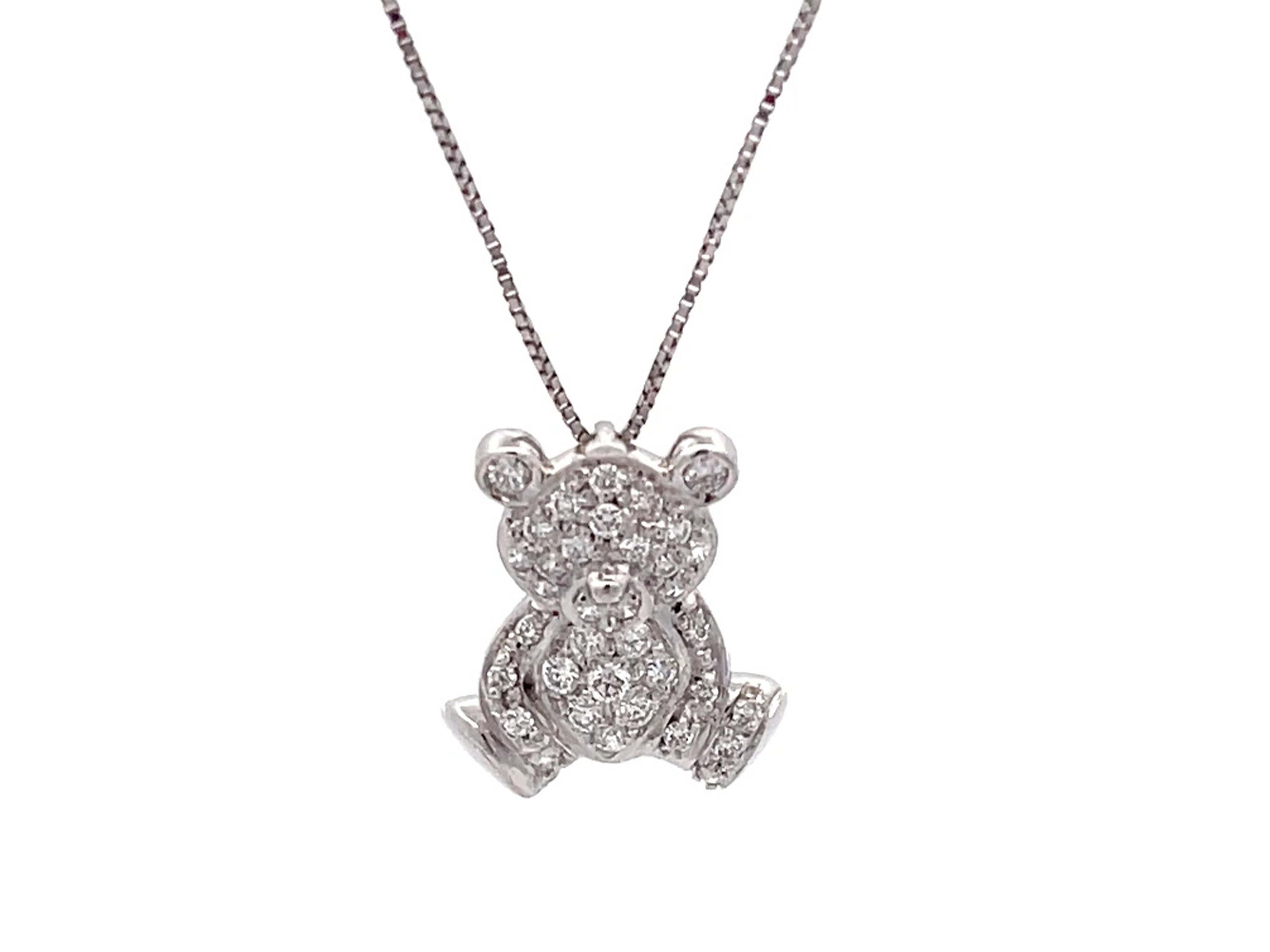 Teddy Bear Necklace 1/20 ct tw Diamonds Sterling Silver | Kay