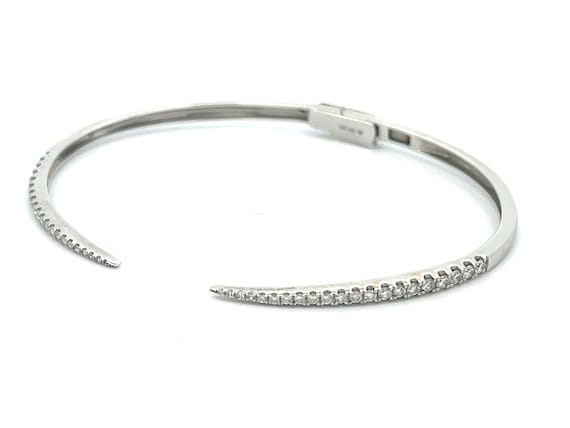 Open Claw Diamond Bangle in 14K White Gold - image 4