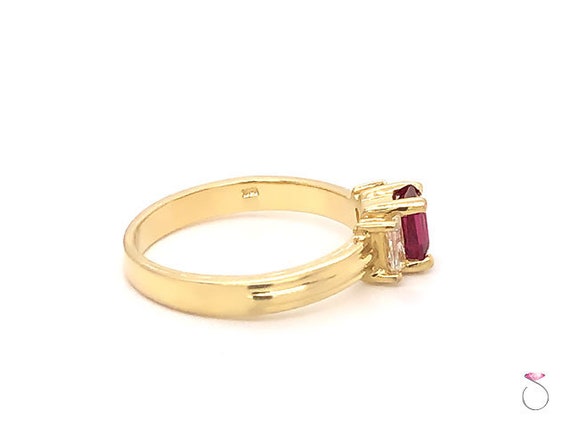Ruby & Diamond Three Stone Ring in 18K Yellow Gold - image 4