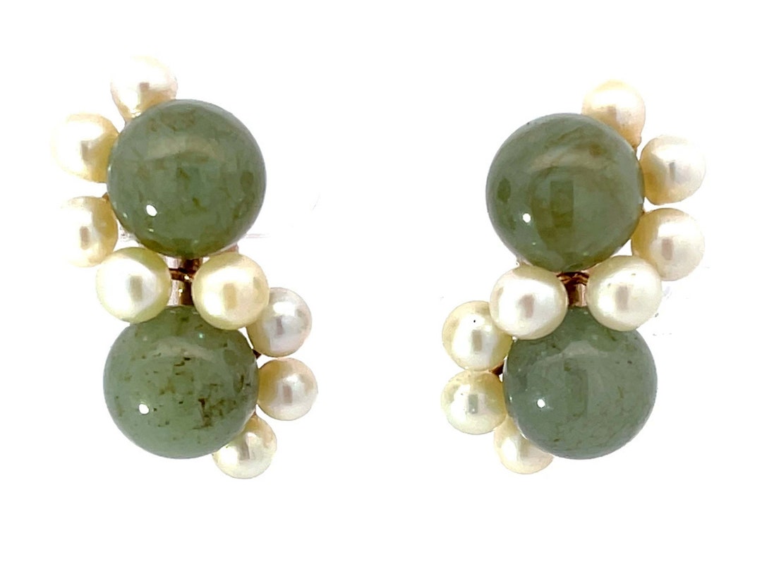 Boucles D'oreilles Vintage Monet Clip - Vert Framboise, Milieu De Siècle - Signées