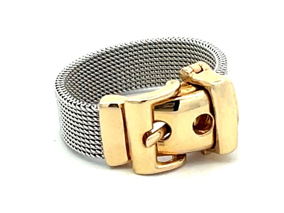 Functional Two Toned Gold Belt Ring in 14K - image 3