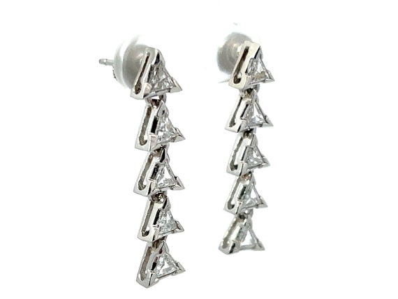 Trillion 1.63 ctw Diamond Dangly Earrings In Plat… - image 3