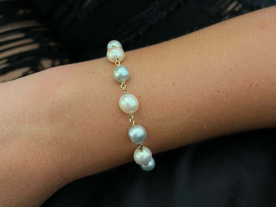 Baroque Pearl Bracelet in 14k Yellow Gold - image 2