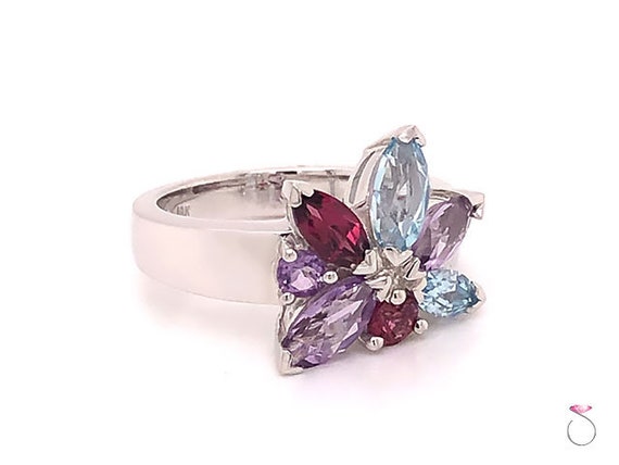 Louis Feraud Aquamarine, Amethyst and Garnet Clus… - image 2