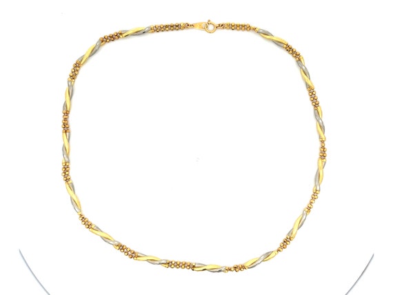 18k Yellow Gold and Platinum Chain Link Necklace - image 5